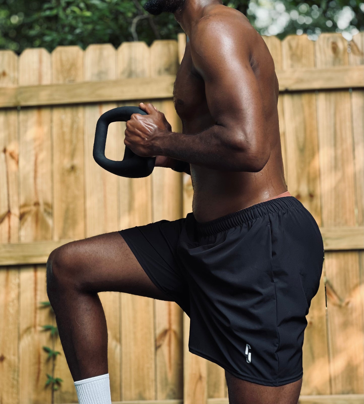 Black Mid Cut Flow Running Shorts